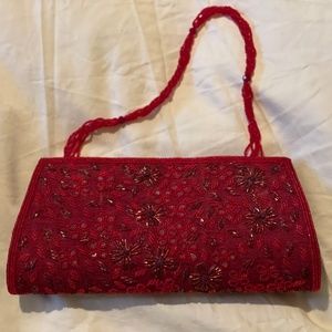Red Beaded Clutch